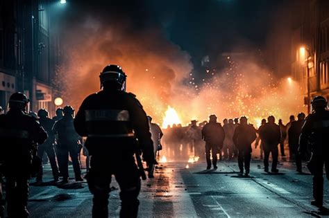 Premium Ai Image Police In A Riot On City Street
