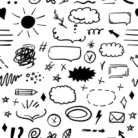 Simple Sketch Line Style Seamless Pattern Doodle Cute Ink Pen Line