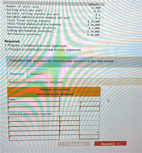 Solved Prepare A Contribution Format Income Statement