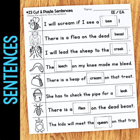 Long Vowel Teams EE EA Worksheets Activities No Prep Phonics