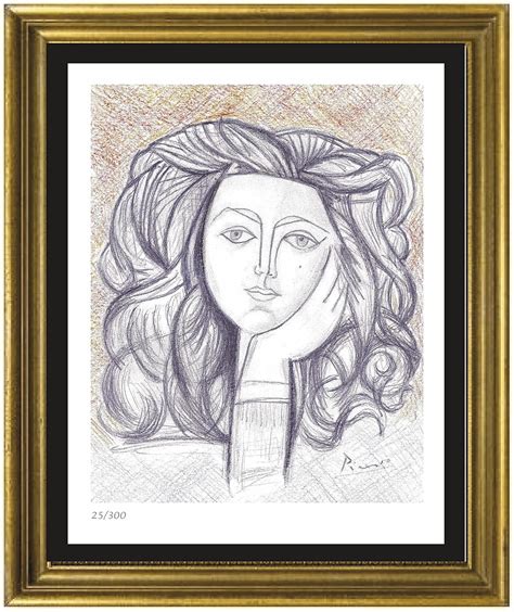 Pablo Picasso Signed And Hand Numbered Limited Edition Lithograph Print Portrait Of