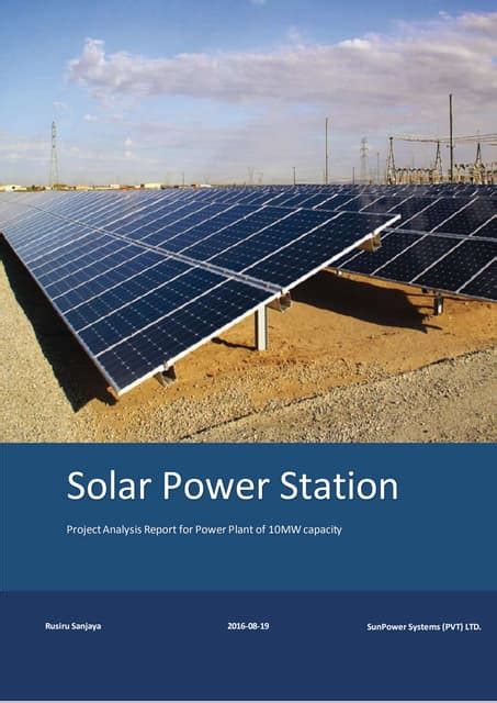 Project Proposal On 10 Mw Solar Pv Power Plant