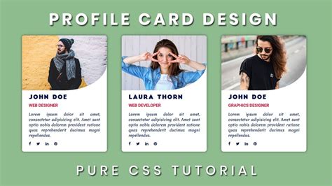 Creative Profile Card Design Pure Css Profile Card Ui Design Youtube