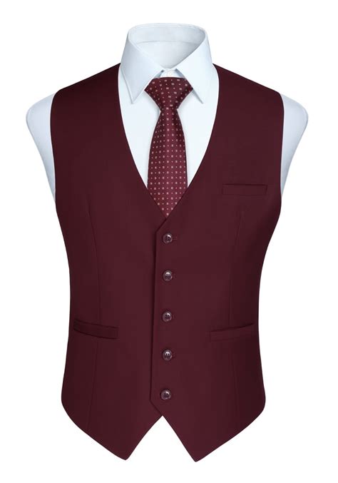 Hisdern Mens Suit Vest Business Formal Dress Waistcoat Vest With 3