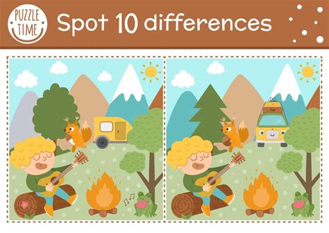 Find Differences Game For Children Summer Camp Educational Activity