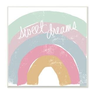 Stupell Sweet Dreams Phrase Cool Tone Pastel Rainbow Wood Wall Art