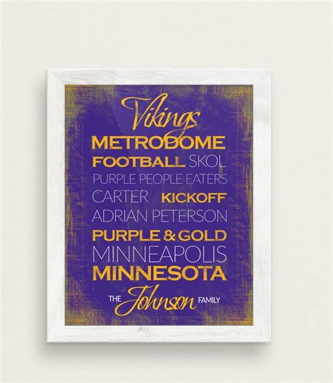 Minnesota Vikings Wall Decor Personalized Print or Canvas. - Etsy ...