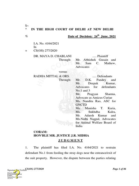 Dr Maya Chablani Judgment Delhi High Court Justice Jr Midha Pdf