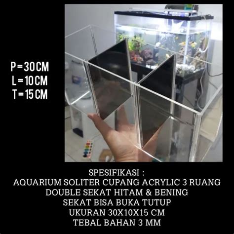 Aquarium 30x10x15 Cm3mm Soliter Cupang Acrylic 3 Ruang Double