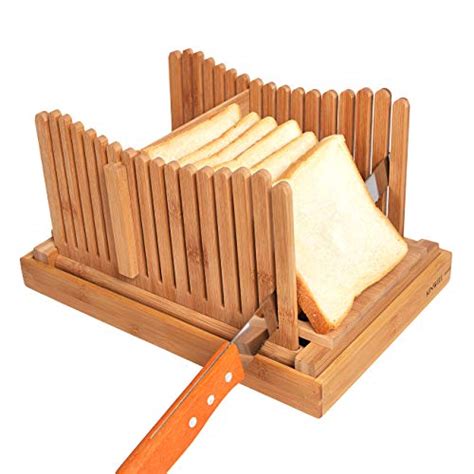 Kinwell Nature Bamboo Foldable Bread Slicer With Crumb Catcher Tray