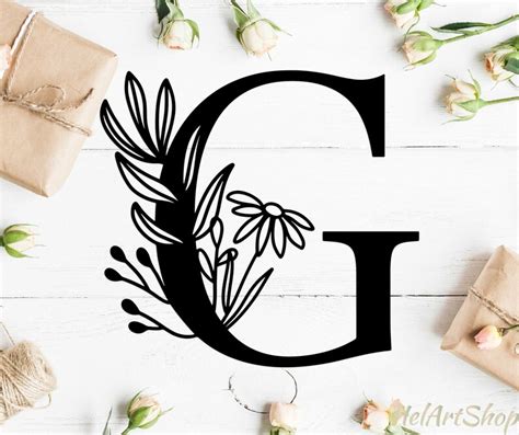 Flower Alphabet Svg Floral Letter G Svg Etsy