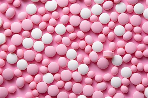 Tablet Candies on Pink Texture Background Compressed Sugar Powder ...