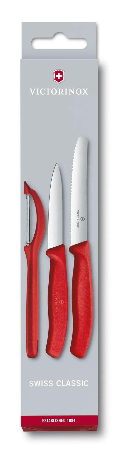 Victorinox Swiss Classic Paring Knife Set With Peeler 3 Pieces In Red