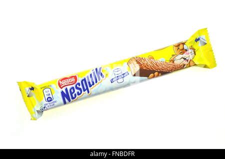 Nesquik Chocolate Bar Isolated On White Background Stock Photo Alamy