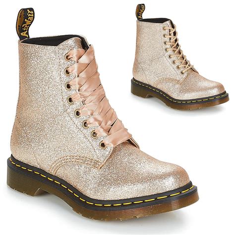 Dr Martens 1460 Pascal Glitter Womens Mid Boots In Gold In Metallic