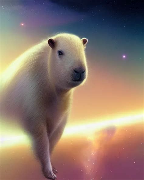 A White Capybara Cruising The Milky Way Beautiful Stable Diffusion