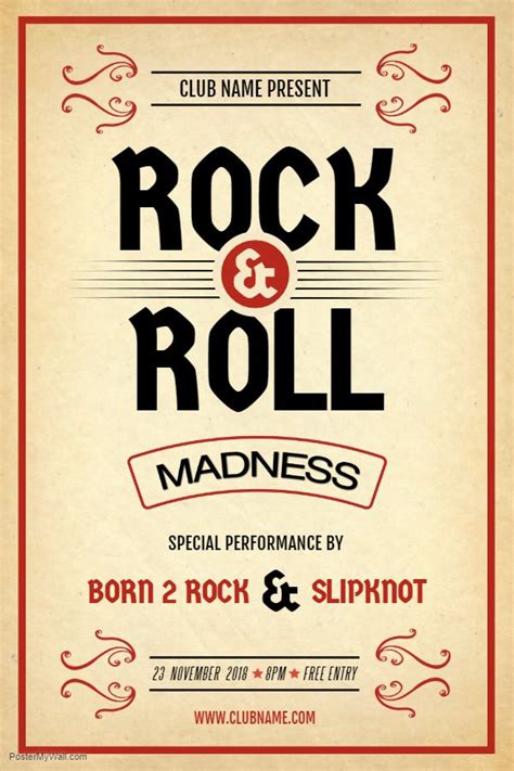 Creative Rock N Roll Poster Music Flyer Concert Posters Band Posters