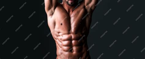 Premium Photo Banner Templates With Muscular Man Muscular Torso Six Pack Abs Muscle Muscle