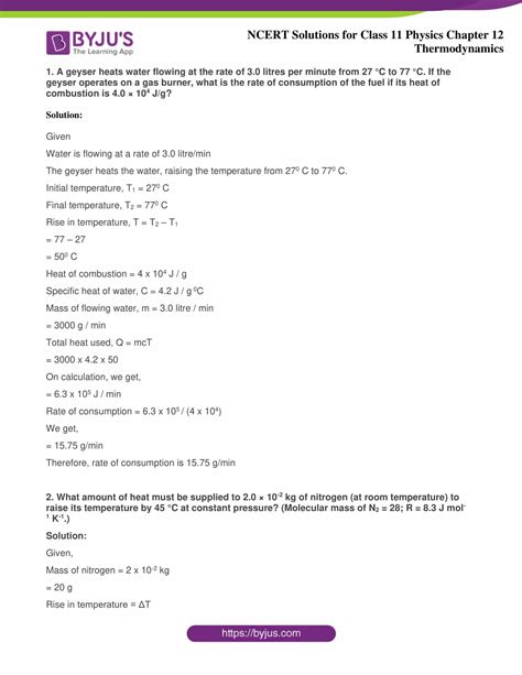 Ncert Solutions For Class 11 Physics Chapter 12 Thermodynamics