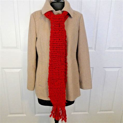 Red Knitted Scarf Etsy