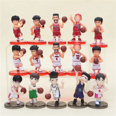 15pcsset Slam Dunk Action Figures Basketball Toys Hanamichi Sakuragi