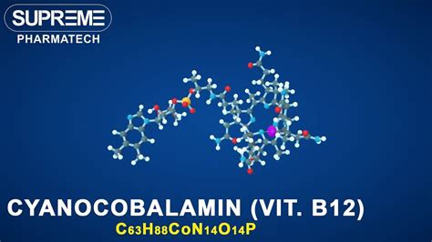 Cyanocobalamin Vitamin B12 C63h88con14o14p 3d Molecule Youtube