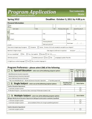 Fillable Online Csus Admit Edte Apppdf Fax Email Print PdfFiller