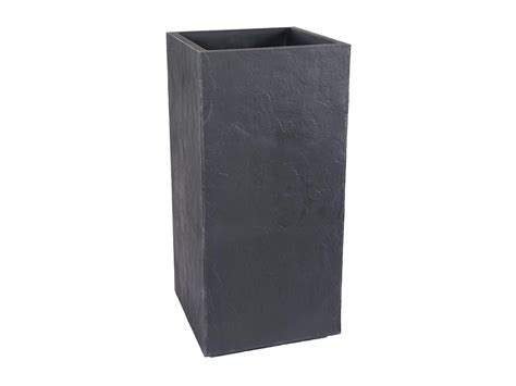 Pot de fleurs carré Haut Volcania 39 5 x 39 5 x 80 cm 31 L Gris