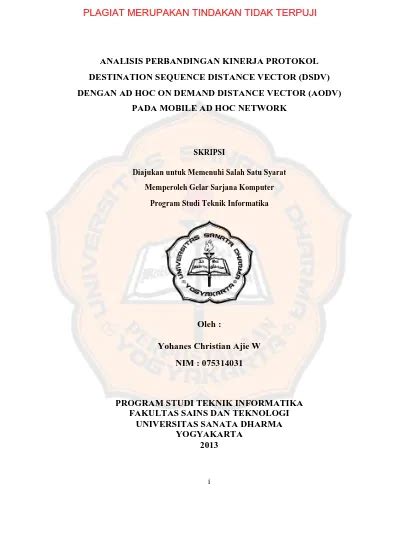 Analisis Perbandingan Kinerja Protokol Destination Sequence Distance