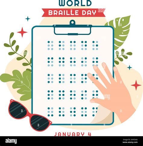 Día Mundial De Braille El 4th De Enero Con Texto De Alfabeto Para