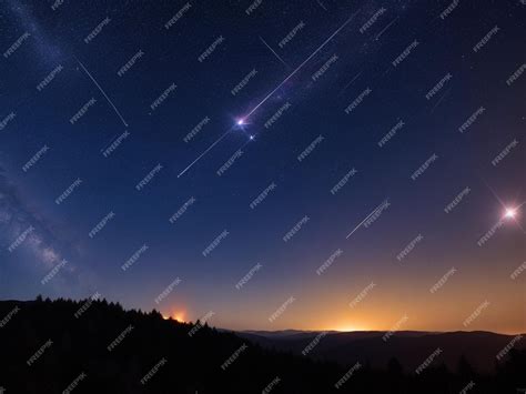 Premium AI Image | Bright fireballs in the night sky A meteor flash