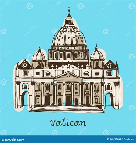 Dome Of St Peter's Basilica Vatican Retro Cartoon Vector ...