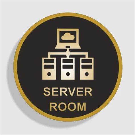 Black Golden Paper Server Room Sticker Round Self Adhesive Sign