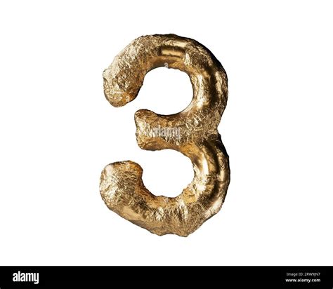 Digit Made Of Raw Gold D Illustration Of Golden Number Isolated On