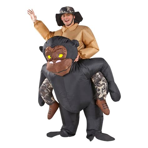 Inflatable Headcover Riding Gorilla Halloween Costume Adult Unisex