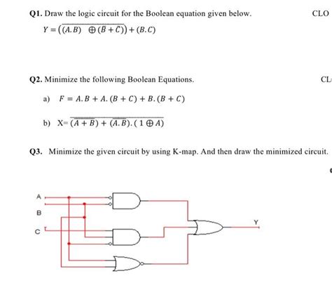 Solved Q1 Draw The Logic Circuit For The Boolean Equation