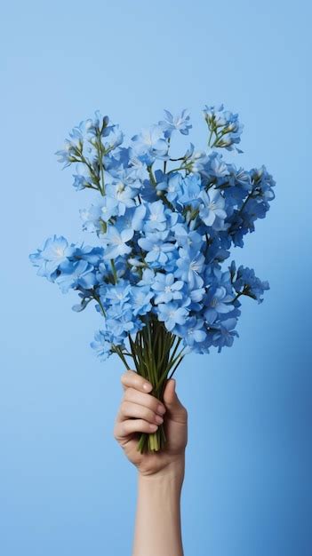 Premium Photo A Person Holding A Bunch Of Blue Flowers