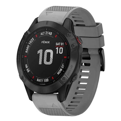 For Garmin Fenix 6 Sapphire 22mm Quick Release Silicone Watch Band Grey