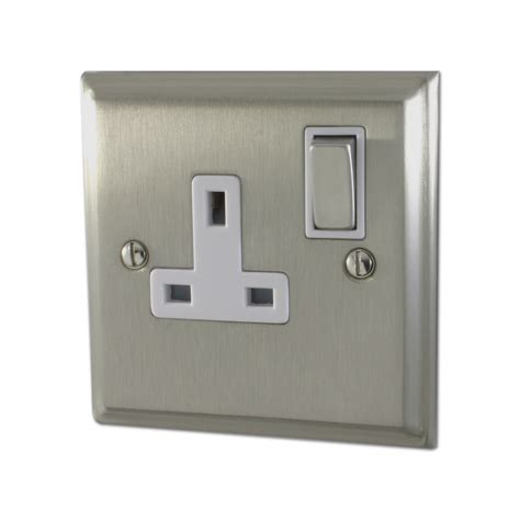 Gh Deco Satin Nickel Single Socket White Insertmatching Switch