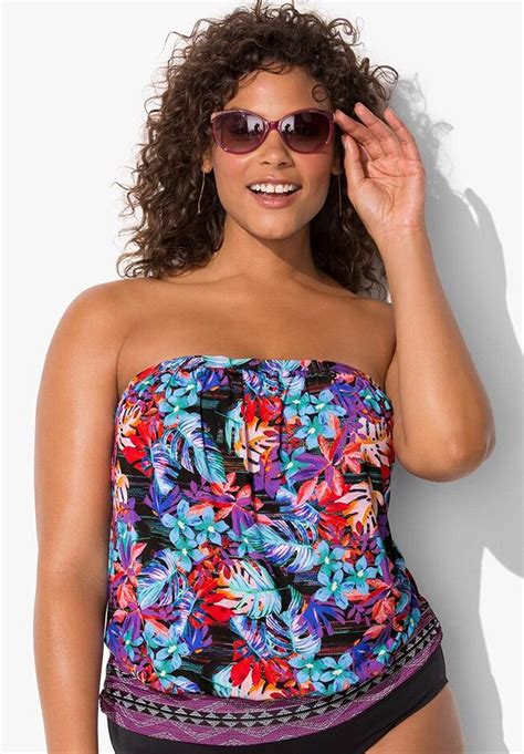 Bandeau Blouson Tankini Top Swimsuits For All