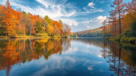 Premium Photo | Autumn Reflections on a Peaceful Forest Lake Resplendent