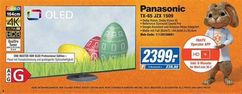 Panasonic Tx Jzx Oled Tv Angebot Bei Expert Prospekte De