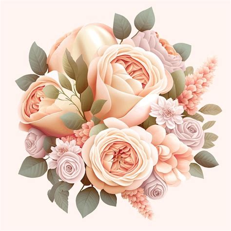 Premium Vector Peach Rose Bouquet