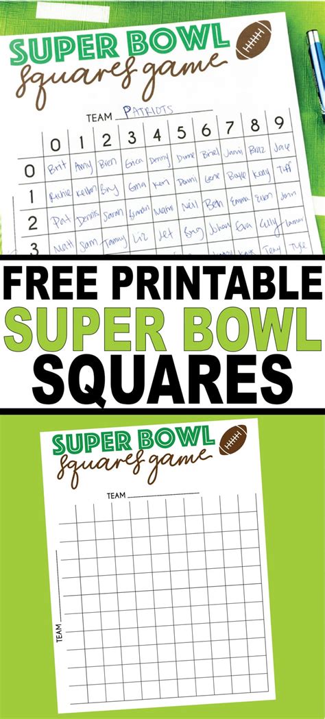 Free Printable Super Bowl Squares Template - Play Party Plan