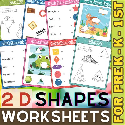 D Shapes Worksheets Trace Draw Match Cut And Paste For