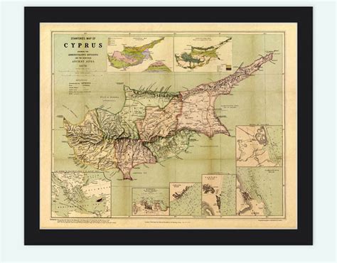 Old Map Of Cyprus 1878 Vintage Map Wall Map Print Old Map Map