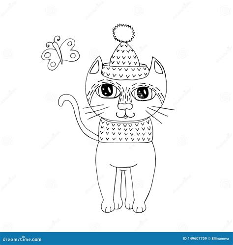 Gato Dos Desenhos Animados Para O Livro Para Colorir Ou As P Ginas