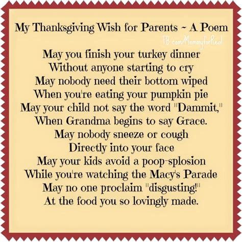 Thanksgiving Poems For Parents