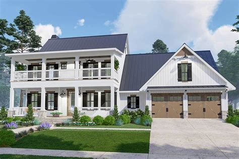 Nouveau Southern Style House Plan With Stacked Porches Front And Back