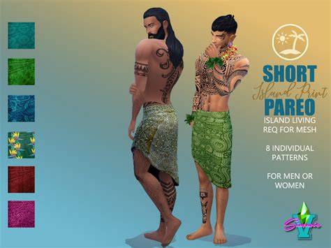 The Sims Resource Simmiev Short Island Print Pareo